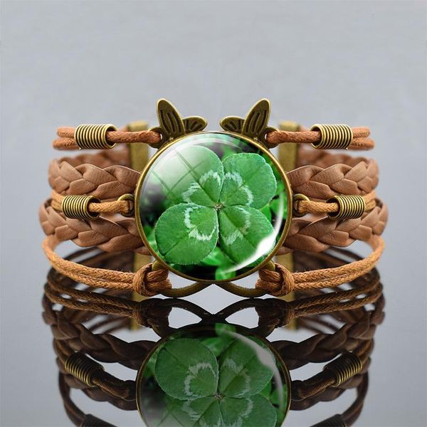 bangle four-leaf clover bracelet female brown vintage bow multi-layer woven leather adjustable, Black
bangle four-leaf clover bracelet female brown vintage bow multi-layer woven leather adjustable, Black