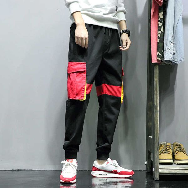 men's pants pant personality patchwork multi-pocket casual streetwear fashion elastic waist men hip hop joggers tro uxb7, Black
men's pants pant personality patchwork multi-pocket casual streetwear fashion elastic waist men hip hop joggers tro uxb7, Black