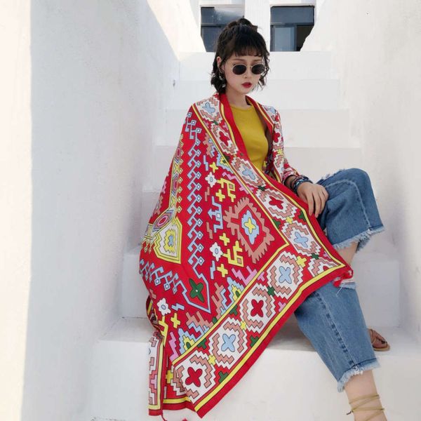 ethnic style scarf super long sun proof shawl for women in summer, Blue;gray
ethnic style scarf super long sun proof shawl for women in summer, Blue;gray