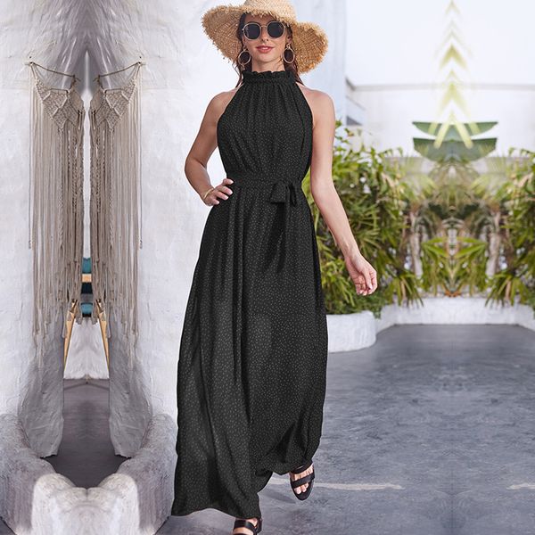 2021 new spring summer women's bohemian long halter dot print ladies half turtleneck sleeveless elegant holiday fbjo, Black;gray
2021 new spring summer women's bohemian long halter dot print ladies half turtleneck sleeveless elegant holiday fbjo, Black;gray
