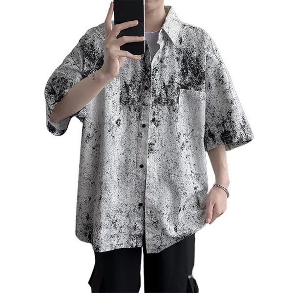 men's casual shirts fashion men color rendering short sleeve turn-down collar loose shirt male beach clothing, White;black
men's casual shirts fashion men color rendering short sleeve turn-down collar loose shirt male beach clothing, White;black