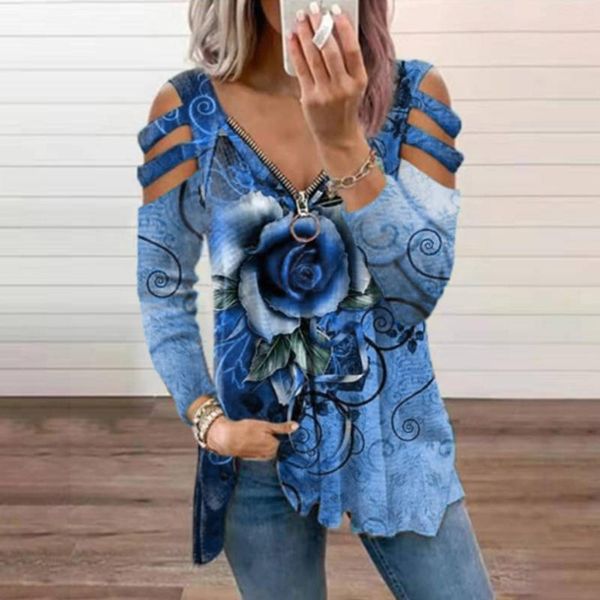 women's t-shirt tshirt autumn women casual rose print v-neck off-the-shoulder long-sleeved t-shirts vetement femme ropa mujer, White
women's t-shirt tshirt autumn women casual rose print v-neck off-the-shoulder long-sleeved t-shirts vetement femme ropa mujer, White