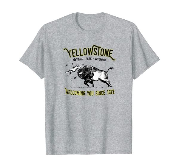 bison toss yellowstone national park funny shirt, White;black