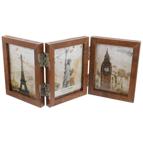 1pc triple hinged wooden p frame tri-fold deskpicture frame for home