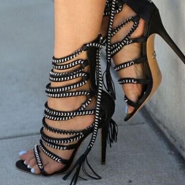 metal decoration lace-up dress sandals black rope crisscross tassel strap sandals thin hihg heel open toe shoe
metal decoration lace-up dress sandals black rope crisscross tassel strap sandals thin hihg heel open toe shoe