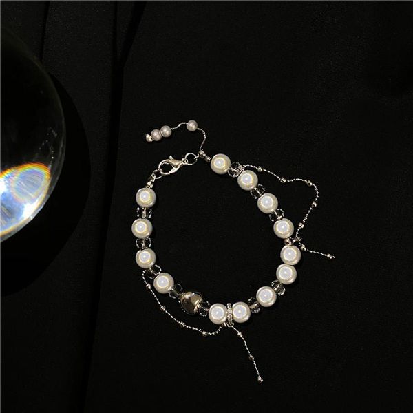 link, chain 2021 trendy reflective pearls bracelet alloy on hand women accessories fashion jewellery the gift, Black
link, chain 2021 trendy reflective pearls bracelet alloy on hand women accessories fashion jewellery the gift, Black