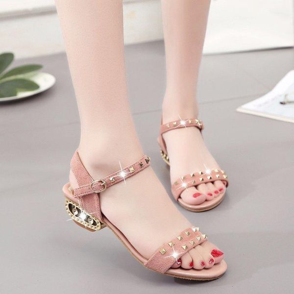 sandals summer korean fashion rivet thick heel open toe low large women's shoes, Black
sandals summer korean fashion rivet thick heel open toe low large women's shoes, Black