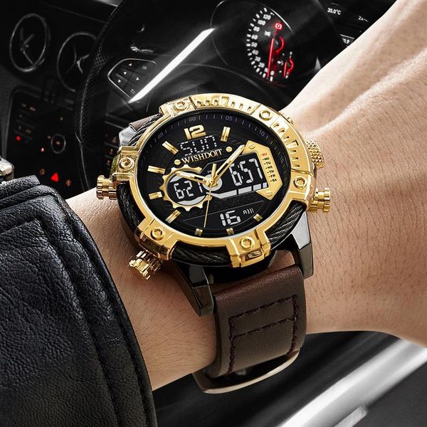 wristwatches 2021 men's watch leather sports doit gold bla quartz led digital clo waterproof military, Slivery;brown
wristwatches 2021 men's watch leather sports doit gold bla quartz led digital clo waterproof military, Slivery;brown