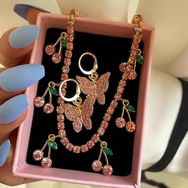 chains fashion pink crystal cherry pendant necklace for women shining tennis chain choker adjustable female 2021 gift jewelry, Silver
chains fashion pink crystal cherry pendant necklace for women shining tennis chain choker adjustable female 2021 gift jewelry, Silver