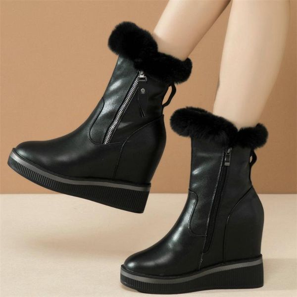 boots winter creepers women lace up genuine leather wedges high heel ankle female warm fur fashion sneakers casual shoes, Black
boots winter creepers women lace up genuine leather wedges high heel ankle female warm fur fashion sneakers casual shoes, Black