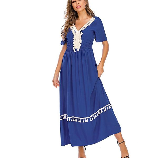 casual dresses elegant maxi beach dress women tassel long summer solid print v neck party short sleeve vestido, Black;gray
casual dresses elegant maxi beach dress women tassel long summer solid print v neck party short sleeve vestido, Black;gray