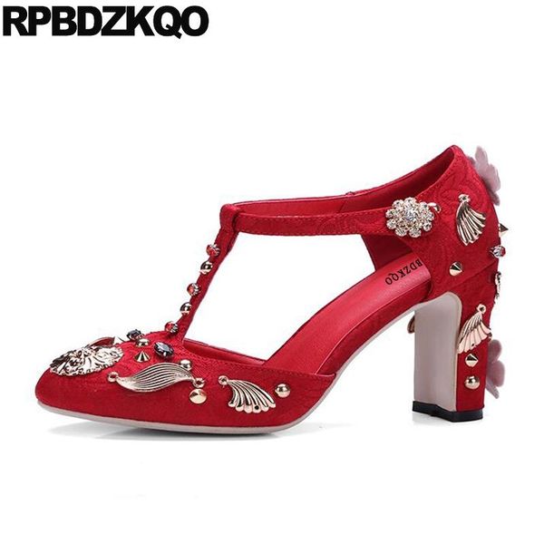 dress shoes stud metal silk rhinestone high heels pumps wedding handmade ladies satin red t strap 3 inch flower round toe block, Black
dress shoes stud metal silk rhinestone high heels pumps wedding handmade ladies satin red t strap 3 inch flower round toe block, Black