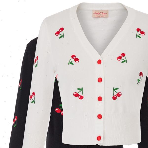 women vintage jackets cardigans 2021 autumn spring womens cherries embroidery 3 4 sleeve v neck cropped knitting coat knitwear, Black;brown
women vintage jackets cardigans 2021 autumn spring womens cherries embroidery 3 4 sleeve v neck cropped knitting coat knitwear, Black;brown