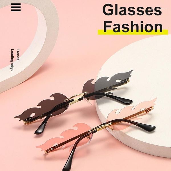 sunglasses 2021 fashion fire flame women men brand design rimless wave eyewear luxury trending narrow sun glasses streetwear, White;black
sunglasses 2021 fashion fire flame women men brand design rimless wave eyewear luxury trending narrow sun glasses streetwear, White;black