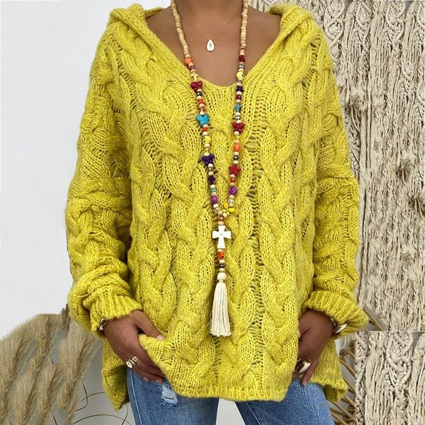 women long sleeve hooded twist knitted sweater solid yellow green pink purple red white pollover lazy oaf oversized sweater, White;black
women long sleeve hooded twist knitted sweater solid yellow green pink purple red white pollover lazy oaf oversized sweater, White;black