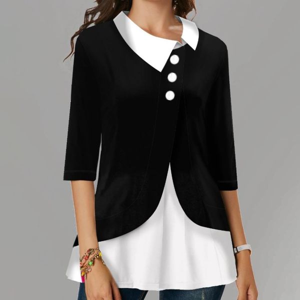 shirt blouse women new fashion turn-down collar irregularity splicing female 3/4 sleeve head shirt office clothes 210225, White
shirt blouse women new fashion turn-down collar irregularity splicing female 3/4 sleeve head shirt office clothes 210225, White