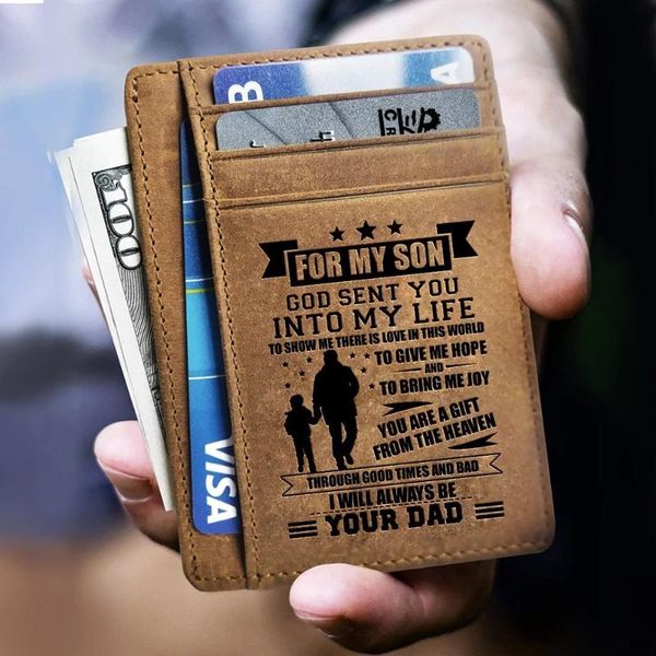 card holders dad to my son daughter husband man boy genuine leather holder front pocket wallets purse birthday graduation gift kb, Brown;gray
card holders dad to my son daughter husband man boy genuine leather holder front pocket wallets purse birthday graduation gift kb, Brown;gray