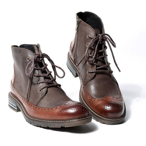 boots british brogue high mens genuine leather ankle fashion lace up round toe calzado hombre quality safety shoes, Black
boots british brogue high mens genuine leather ankle fashion lace up round toe calzado hombre quality safety shoes, Black