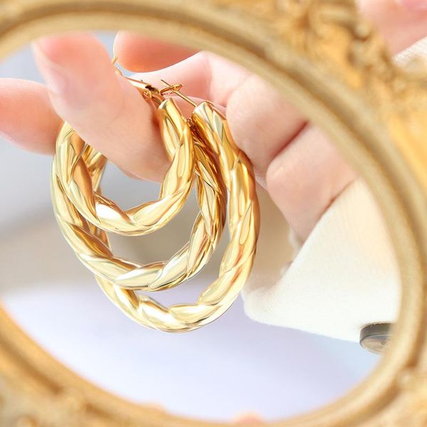 hoop & huggie hip hop threaded hollow tube stainless steel hoops earrings for women earring jewelry gift aretes de mujer, Golden;silver
hoop & huggie hip hop threaded hollow tube stainless steel hoops earrings for women earring jewelry gift aretes de mujer, Golden;silver