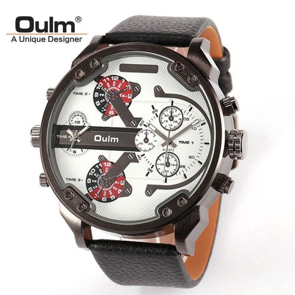 wristwatches 2 time zone army military oulm watch for men leather strap quartz japan movt sports wristwatch, Slivery;brown
wristwatches 2 time zone army military oulm watch for men leather strap quartz japan movt sports wristwatch, Slivery;brown