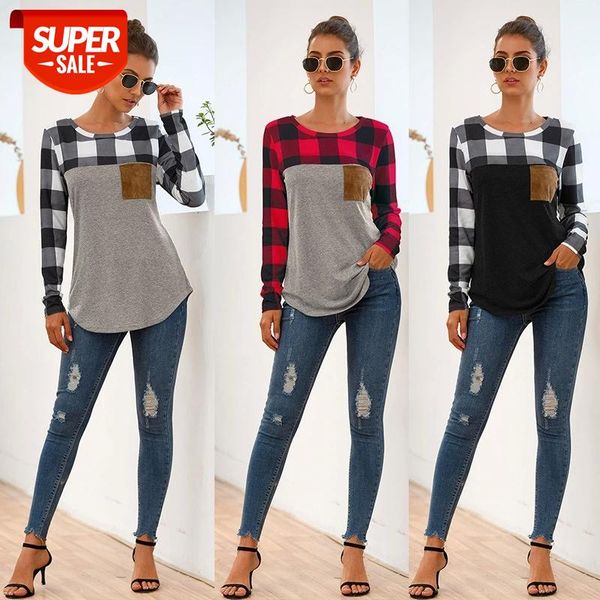 Crewneck Plaid Stitching Long Sleeve Pocket T-shirt Autumn Winter 2020 New Top Base Coat Fashion Casual British Style Pullover #Qz5s, White
Crewneck Plaid Stitching Long Sleeve Pocket T-shirt Autumn Winter 2020 New Top Base Coat Fashion Casual British Style Pullover #Qz5s, White