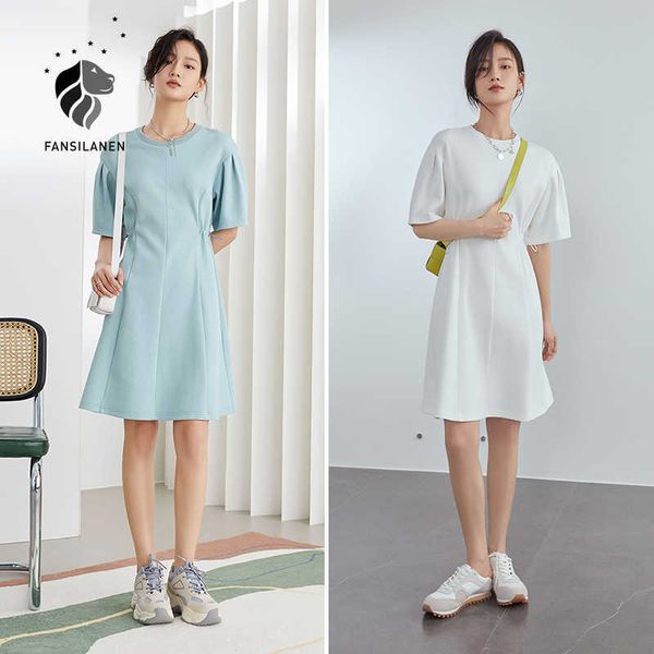 fansilanen office ladies knitted blue white dress women summer style puff sleeve short-sleeved a-line skirt 210607, Black;gray
fansilanen office ladies knitted blue white dress women summer style puff sleeve short-sleeved a-line skirt 210607, Black;gray