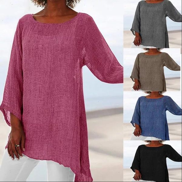 long sleeve women blouse plus size solid balck shirt casual o neck retro thin female tunic linen womens and blouses, White
long sleeve women blouse plus size solid balck shirt casual o neck retro thin female tunic linen womens and blouses, White