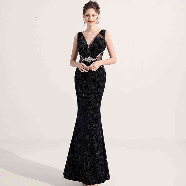 luxury prom dresses black evening female 2021 banquet host temperament long style aura queen
luxury prom dresses black evening female 2021 banquet host temperament long style aura queen