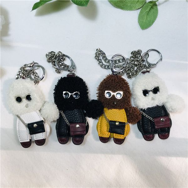gift key chain cute creative car bag pendant ins doll teddy pendant, Black