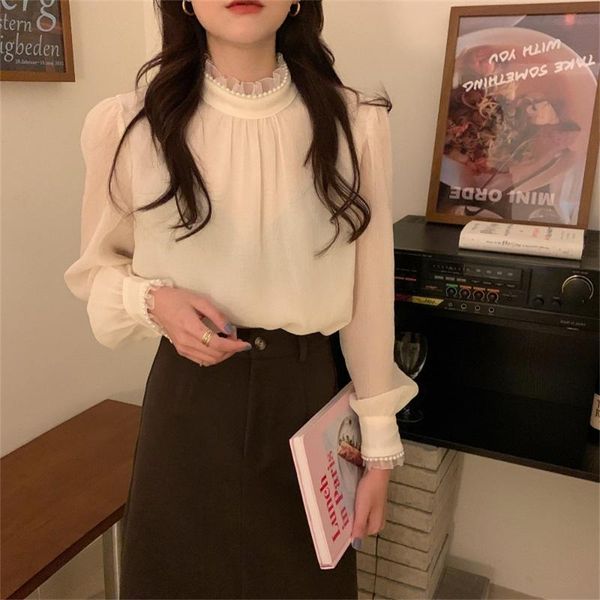 women's blouses & shirts alien kitty pearl lace mock neck fashion women bottom 2021 office lady puff sleeve chic loose elegant casual a, White
women's blouses & shirts alien kitty pearl lace mock neck fashion women bottom 2021 office lady puff sleeve chic loose elegant casual a, White