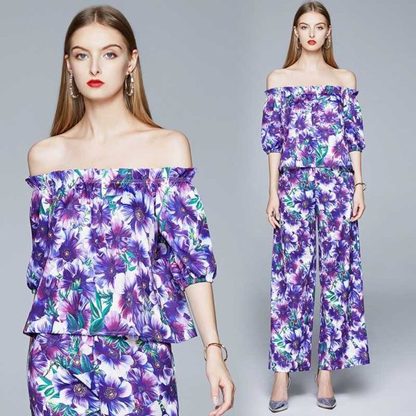 summer fashion women 2 pieces sets slash neck floral chiffon blouses + elastic waist wide-leg pant loose set 210531, White
summer fashion women 2 pieces sets slash neck floral chiffon blouses + elastic waist wide-leg pant loose set 210531, White