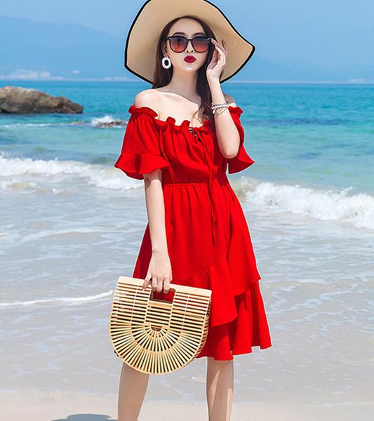 2021 summer new robe femme off shoulder chiffon beach women elegant ruffle red party j 33wg, Black;gray
2021 summer new robe femme off shoulder chiffon beach women elegant ruffle red party j 33wg, Black;gray