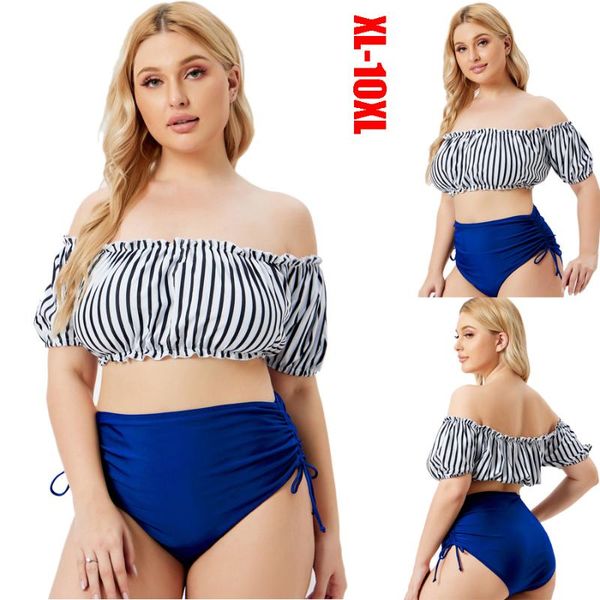 women's swimwear 2022 plus size xl-10xl retro print bikini set women suit tankini ruffle off shoulder swimsuit beachwear padded two pie, White;black
women's swimwear 2022 plus size xl-10xl retro print bikini set women suit tankini ruffle off shoulder swimsuit beachwear padded two pie, White;black