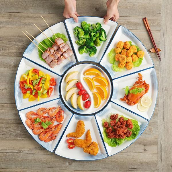 diy platter creative set combination plate ceramic plate household compartment round table fan-shaped dish tableware
diy platter creative set combination plate ceramic plate household compartment round table fan-shaped dish tableware
