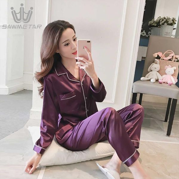 pajamas sets silk satin pijama womens sleepwears long sleeves pyjamas turn down collar sleepwear pocket decor 2 pieces, Black;red
pajamas sets silk satin pijama womens sleepwears long sleeves pyjamas turn down collar sleepwear pocket decor 2 pieces, Black;red