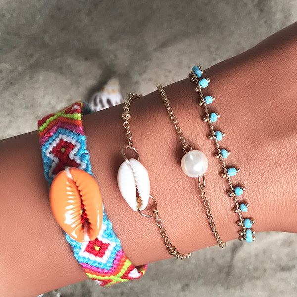 bz0985 fashion decoration creative hand woven pearl shell bracelet 4-piece combination, Silver
bz0985 fashion decoration creative hand woven pearl shell bracelet 4-piece combination, Silver