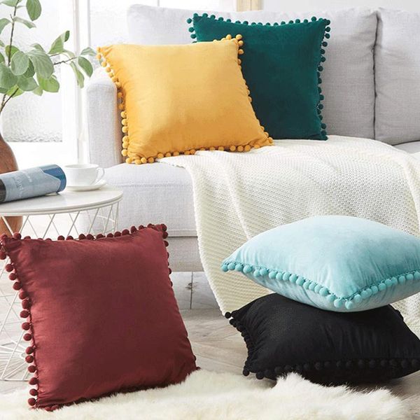 cushion/decorative pillow soft velvet cushion cover with pompom ball white yellow blue bedroom sofa decoration cases 45x45cm
cushion/decorative pillow soft velvet cushion cover with pompom ball white yellow blue bedroom sofa decoration cases 45x45cm