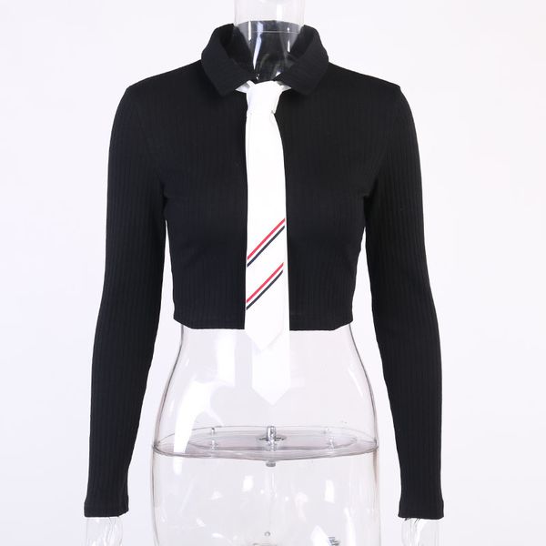 fashion slim long sleeve polo neck solid tshirt women gothic tie bodycon knitted crop autumn college style, White
fashion slim long sleeve polo neck solid tshirt women gothic tie bodycon knitted crop autumn college style, White