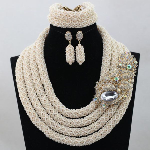 earrings & necklace luxury cream white nigerian wedding bridal beads charming african costume ceremony statement jewelry set hx145, Silver
earrings & necklace luxury cream white nigerian wedding bridal beads charming african costume ceremony statement jewelry set hx145, Silver