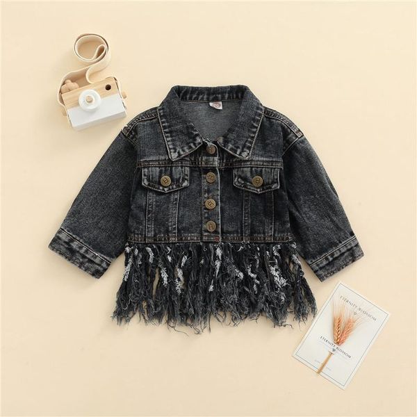 jackets 1-4 years kid girl denim coat long sleeve lapel buttons cardigan tassel hem dress fall loose black for girls, Blue;gray
jackets 1-4 years kid girl denim coat long sleeve lapel buttons cardigan tassel hem dress fall loose black for girls, Blue;gray