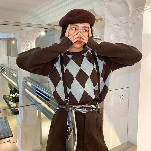 women's sweaters winter 2021 short silm o-neck sweater women casual argyle pattern knitted cashmere pollover autumn clothing, White;black
women's sweaters winter 2021 short silm o-neck sweater women casual argyle pattern knitted cashmere pollover autumn clothing, White;black