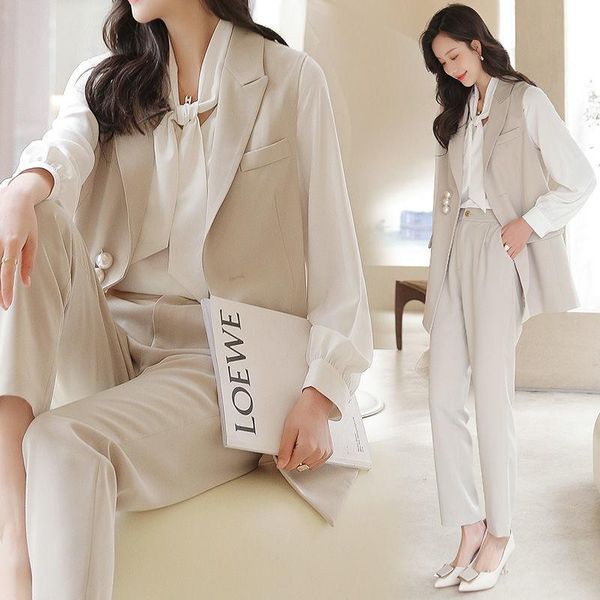 women's two piece pants business suit for women 2021 spring and autumn fashion elegant slim fit thin looking vest three -, White
women's two piece pants business suit for women 2021 spring and autumn fashion elegant slim fit thin looking vest three -, White