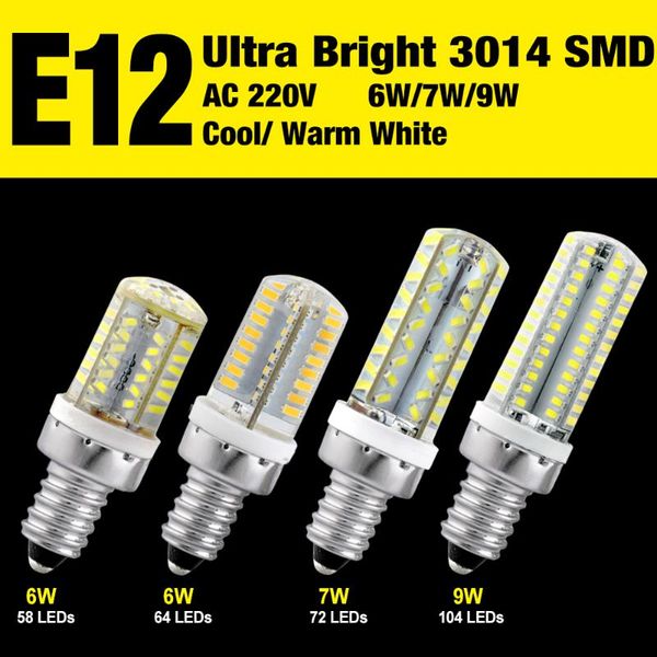 bulbs e12 220v 64/72/104 3104 smd leds ultra bright lamp cool/warm dimmable led corn bulb lights lampada for home chandelier lighting 
bulbs e12 220v 64/72/104 3104 smd leds ultra bright lamp cool/warm dimmable led corn bulb lights lampada for home chandelier lighting