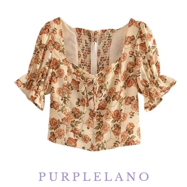 purplelano floral summer woman tshirts puff sleeve square neck bandage cropped shirt zipper elastic vintage sweet 2021, White
purplelano floral summer woman tshirts puff sleeve square neck bandage cropped shirt zipper elastic vintage sweet 2021, White