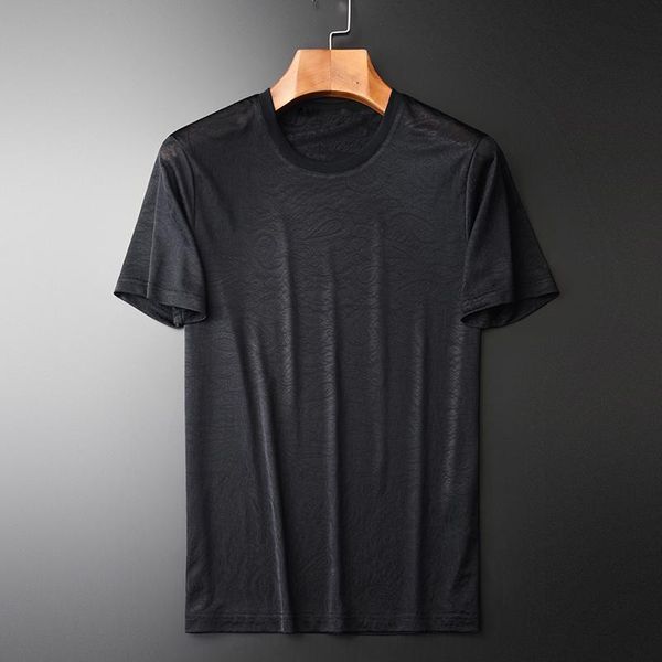 men's t-shirts summer black mens luxury short sleeve round collar silky male plus size 4xl slim fit casual man tee, White;black
men's t-shirts summer black mens luxury short sleeve round collar silky male plus size 4xl slim fit casual man tee, White;black