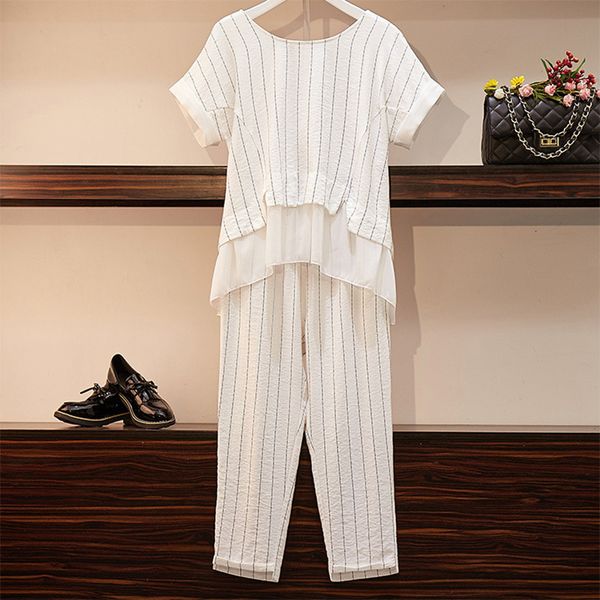 women's big plus size 5xl sports suit and pants two pieces sportwear training set combining laundry stripe home 5br0, White
women's big plus size 5xl sports suit and pants two pieces sportwear training set combining laundry stripe home 5br0, White