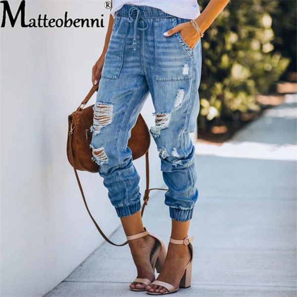 women's jeans vintage elastic waist drawstring washed hole distressed mom women spring autumn clothes ripped street denim pants female, Blue
women's jeans vintage elastic waist drawstring washed hole distressed mom women spring autumn clothes ripped street denim pants female, Blue