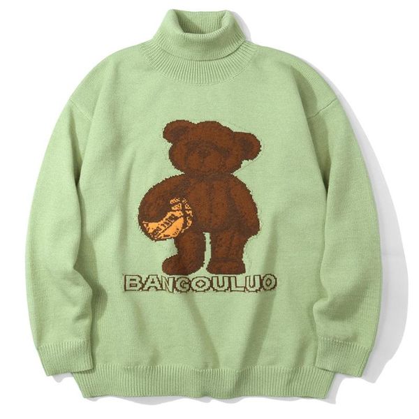men's sweaters hip hop turtleneck streetwear men teddy bear pattern harajuku retro cotton oversize pullover autumn fashion, White;black
men's sweaters hip hop turtleneck streetwear men teddy bear pattern harajuku retro cotton oversize pullover autumn fashion, White;black