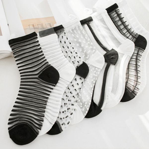 socks hosiery spring and summer thin glass transparent fashion lattice stocking's socks socks, Black;white
socks hosiery spring and summer thin glass transparent fashion lattice stocking's socks socks, Black;white