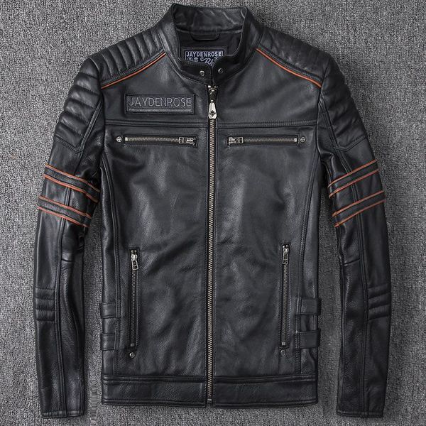 men's leather & faux spring autumn 100% genuine jacket men streetweaar real coat moto biker vintage cow jackets lw2773, Black 
men's leather & faux spring autumn 100% genuine jacket men streetweaar real coat moto biker vintage cow jackets lw2773, Black